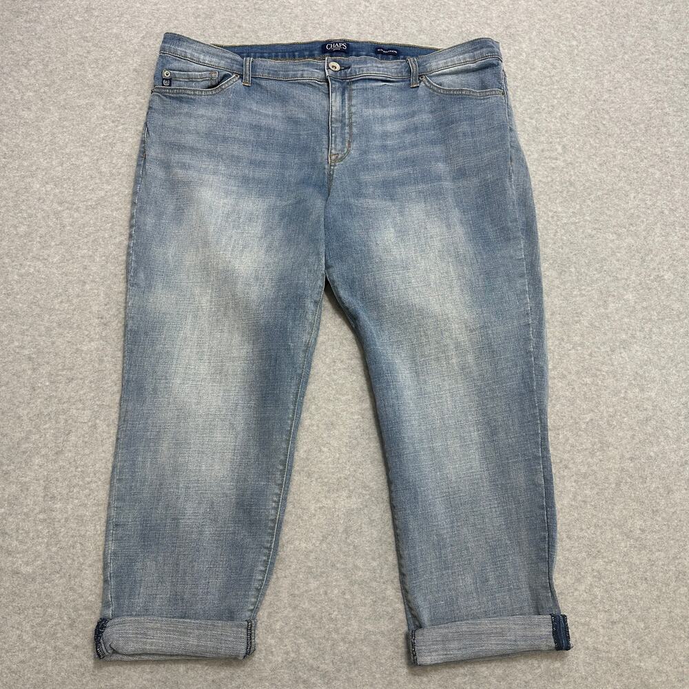 Chaps Jeans WMNS 18W Plus Light Wash Denim Slim Boyfriend Mid Rise Stretchy